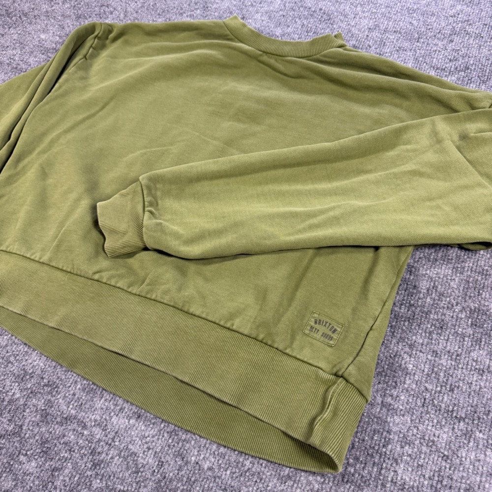 Cabincore Brixton Cropped Olive Green Crewneck Sweatshirt Women S Comfy Cozy